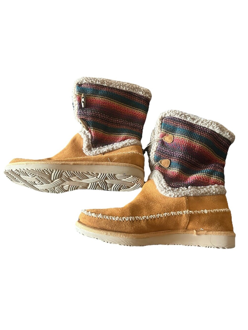 Womens Size 8.5 Sherpa Lined Suede Knit Sweater Boots Boho Southwest